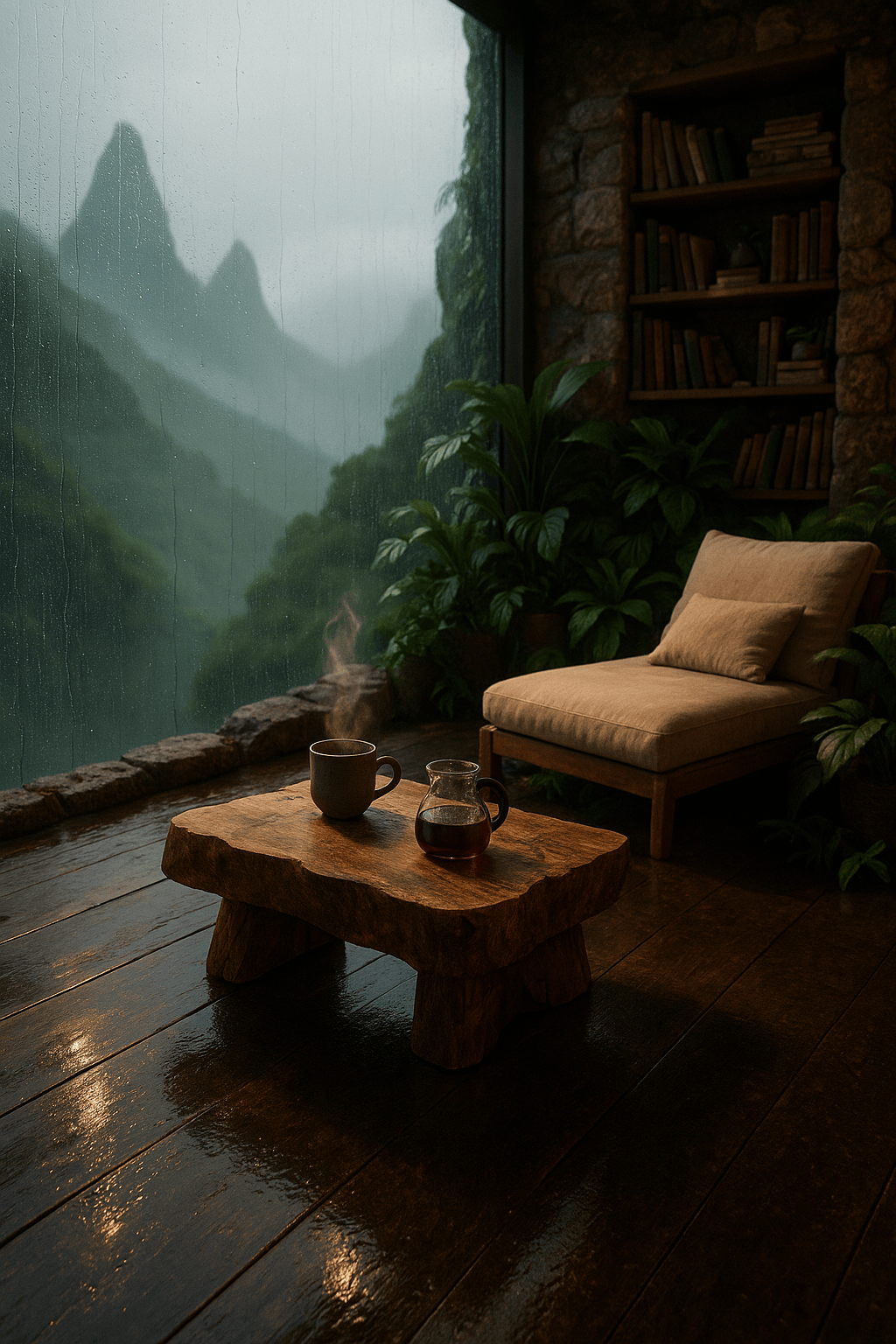 Quiet Little Universe: Rainy Cabin Drift context reference image 1